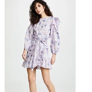 Isabel Marant Telicia Linen Ruffle Wrap Mini Dress